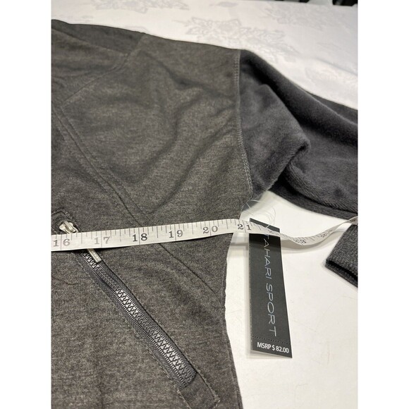 NWT Tahari Sport Charcoal Gray Sweatshirt with Thumb Holes ~ MSRP $82 - Picture 4 of 16